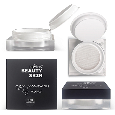 Пудра рассыпчатая без талька Beauty Skin, тон 100 прозрачный