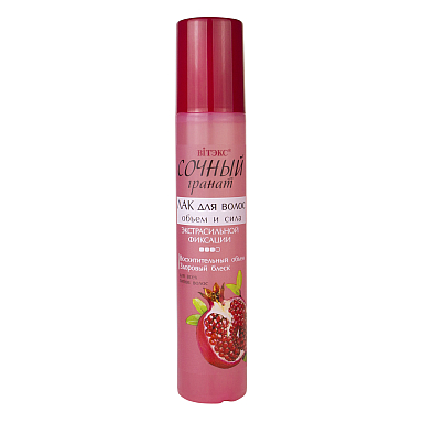 Juicy Pomegranate Hairspray "The volume and power" for extra strong fixation without dispenser Juicy Pomegranate Hairspray "The volume and power" for extra strong fixation without dispenser